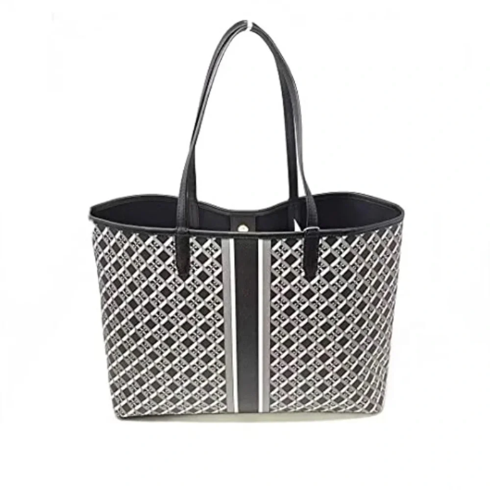 Tory Burch Black Geo logo tote